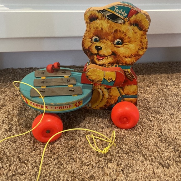 VINTAGE FISHER PRICE TEDDY ZILO XYLOPHONE PULL TOY - Picture 1 of 8